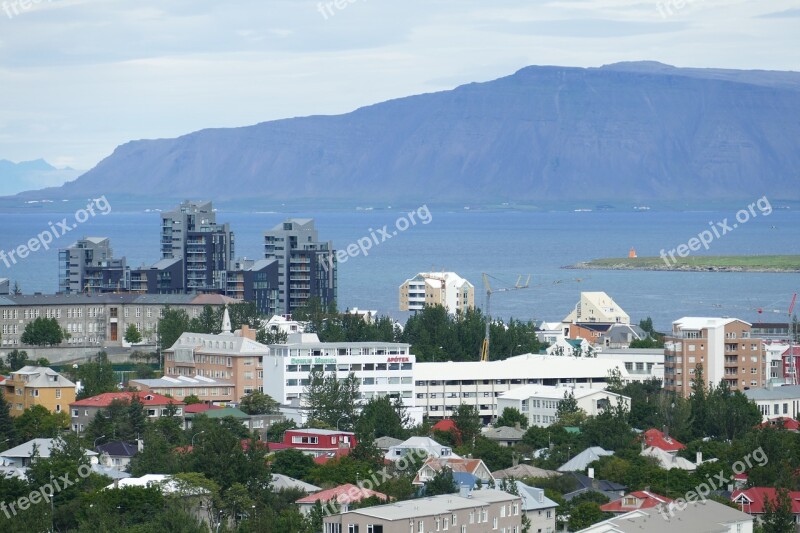 Reykjavik Iceland Panorama Church Mountains