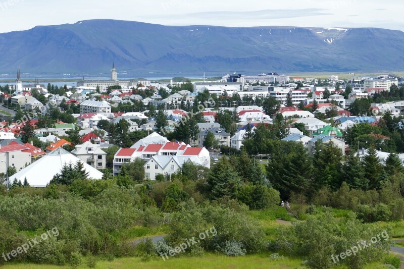 Reykjavik Iceland Panorama Church Mountains