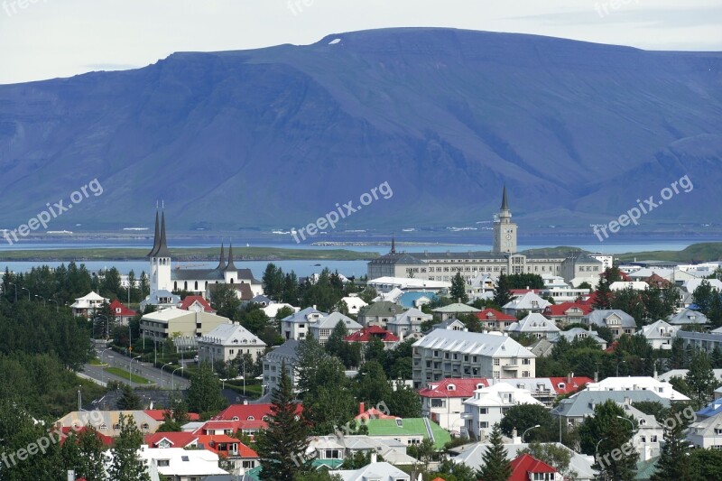 Reykjavik Iceland Panorama Church Mountains