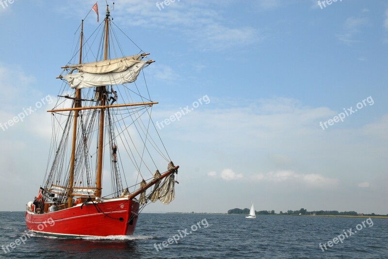 Sailing Vessel Baltic Sea Sea Water Clouds