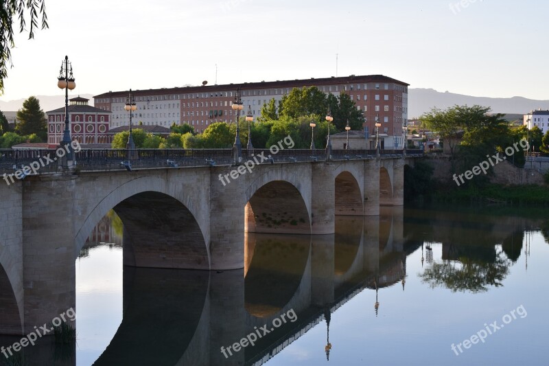 Bridge Arc River Reflection Stone Bridge