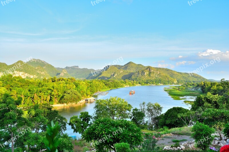 Mountains River Tourist Attraction View Pretty