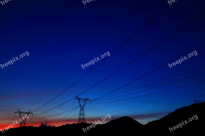 Power Sunset Twilight Transmission Line China Light And Power