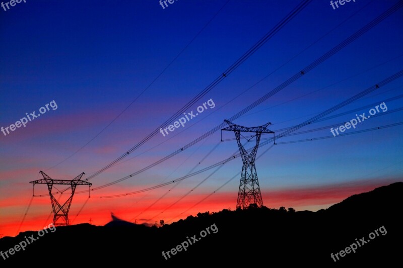 Power Sunset Twilight Transmission Line China Light And Power