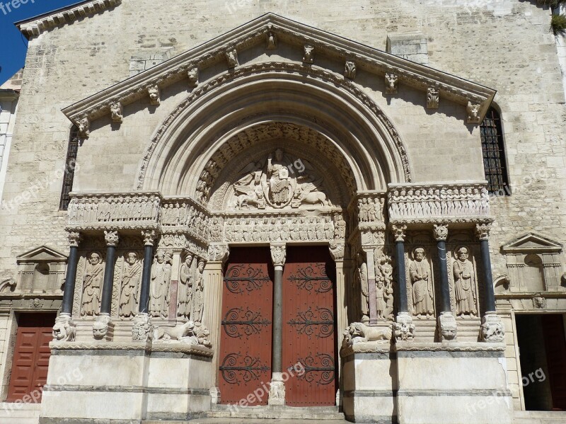 Arles Cathedral Facade France Historic Center