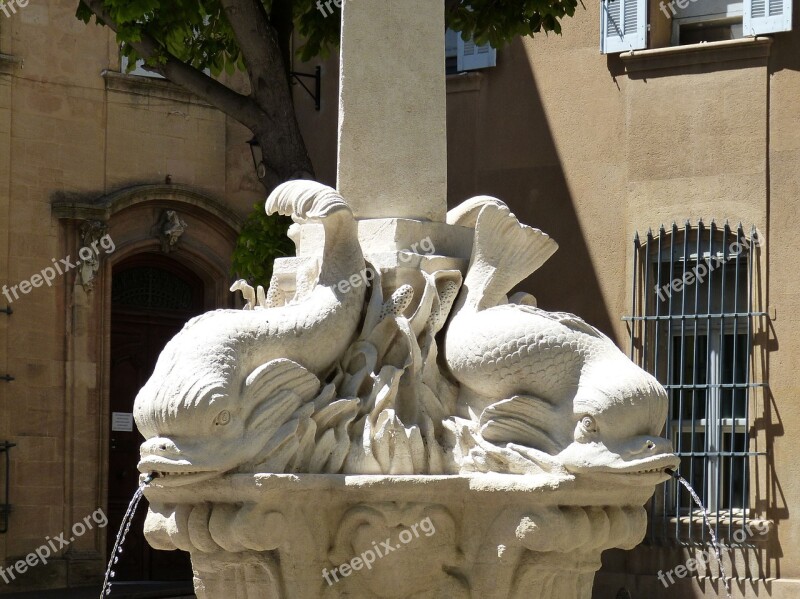 Fountain Dolphin Dolphin Mediterranean Provence South Of France