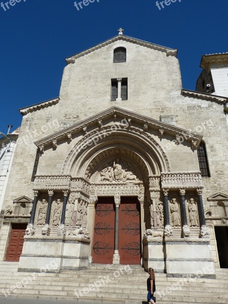 Arles Cathedral Facade France Historic Center