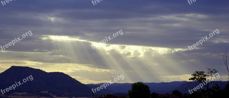 Sunbeams Sky Clouds Ray Of Sunshine Meteorological Phenomenon