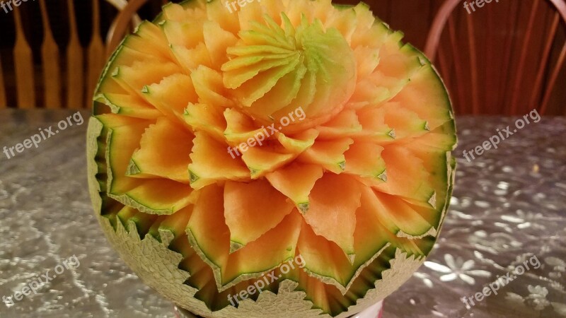 Cantaloupe Carving Fruit Carving Decoration Creation Skill