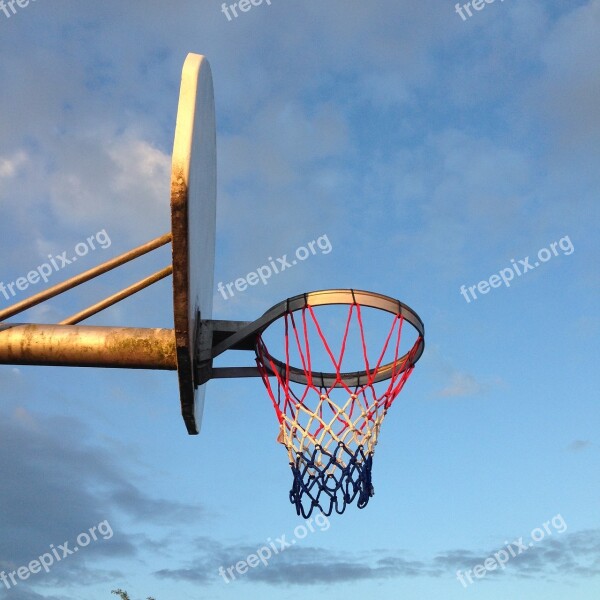 Basketball Hoop Evening Sky Dusk Free Photos