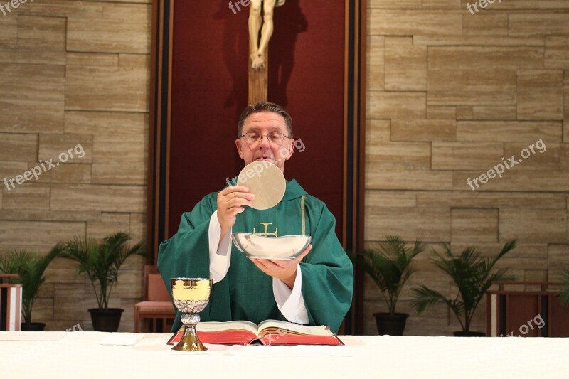 Consecration Priest Catholic Mass Host