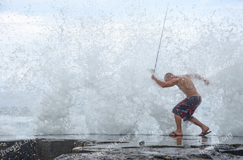 Spray Water Sea Man Swimming Trunks