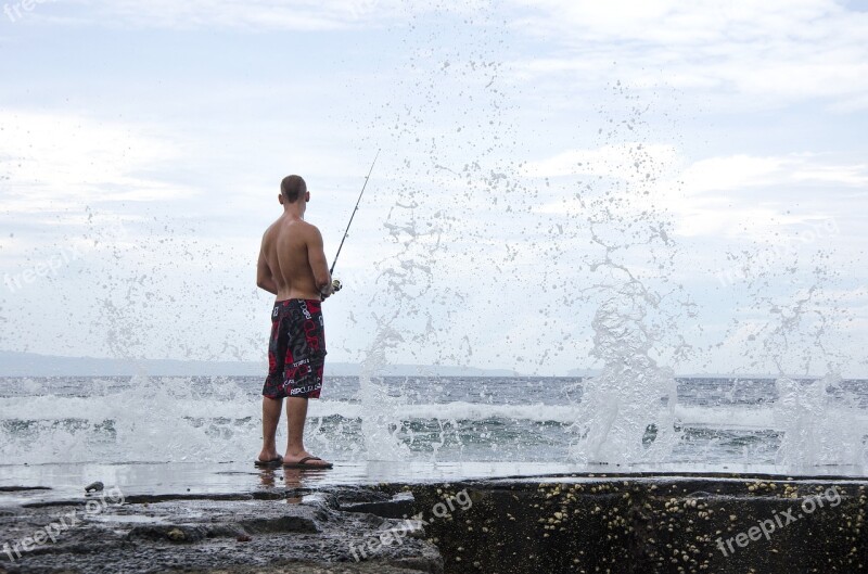 Spray Water Sea Man Swimming Trunks