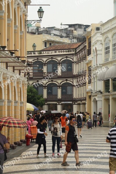 Macau Pedestrian Architecture Landmark Free Photos