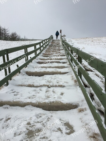 Stairs Winter Landscape Ranch Hill