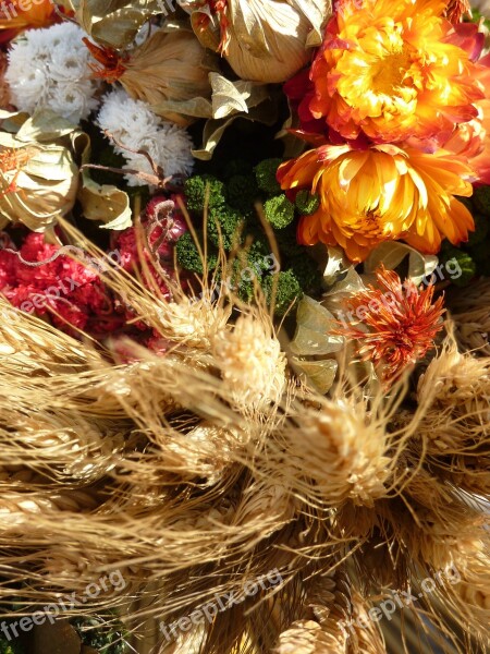 Dry Bouquet Autumn Flowers Wreath Deco