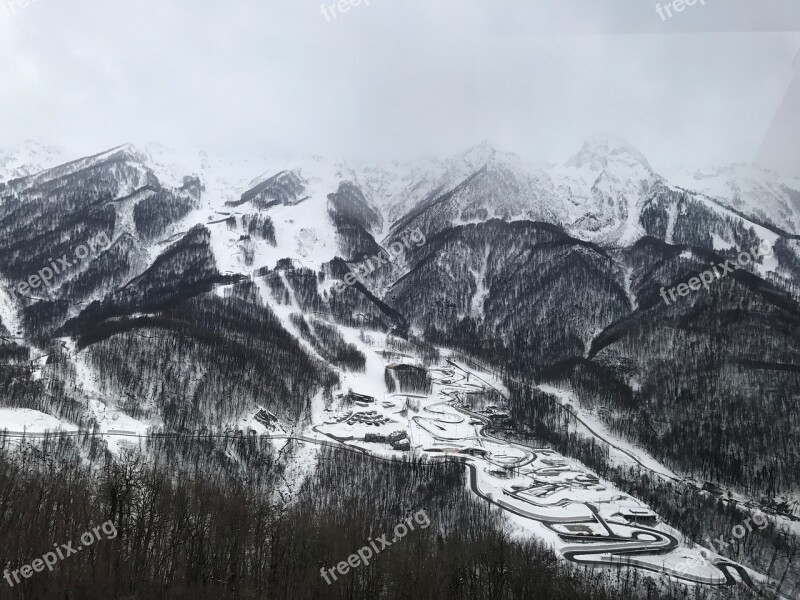 Mountain Winter Rosa Khutor Sochi Clouds