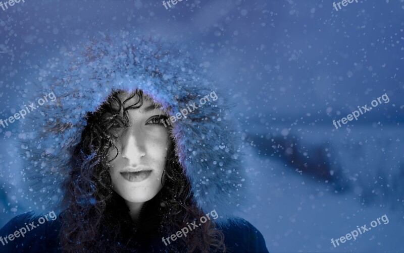 Woman Snow Winter Cold Young