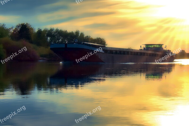 Barge River Water Transport Shipping