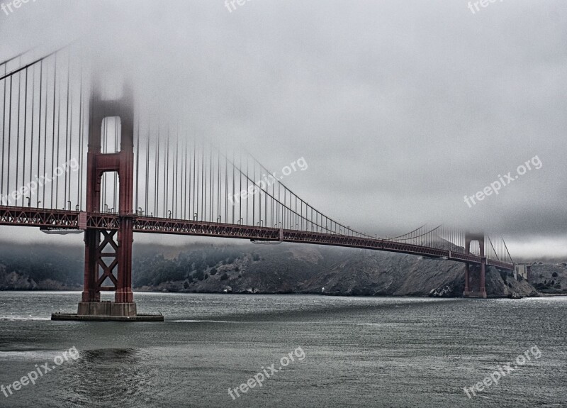 Bay Bridge San Francisco Fog California Clouds