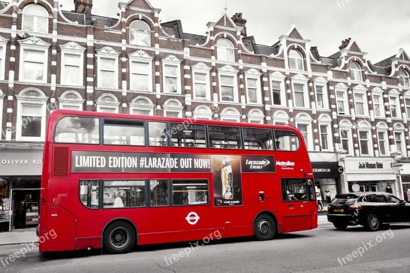 London Bus Suburban Street Shops