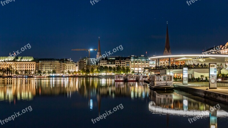 Hamburg Alster Evening Night Dark