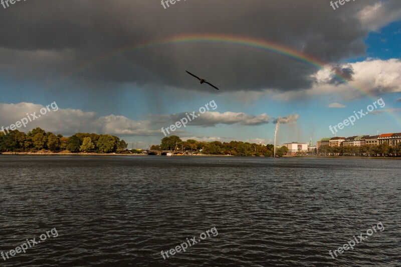 Rainbow Sky Hamburg Weather Jungfernstieg