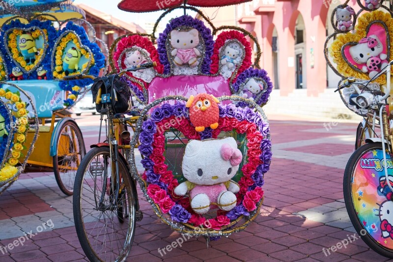 Tuk Tuk Asian Vehicle Bicycle Pink