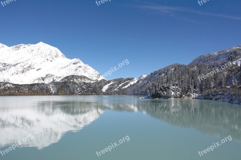 Bergsee Mirroring Reservoir Mountains High-mountain Reservoir