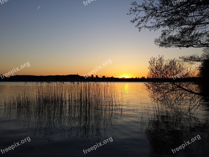 Sunset Lake The Silence Peace Of Mind Nature