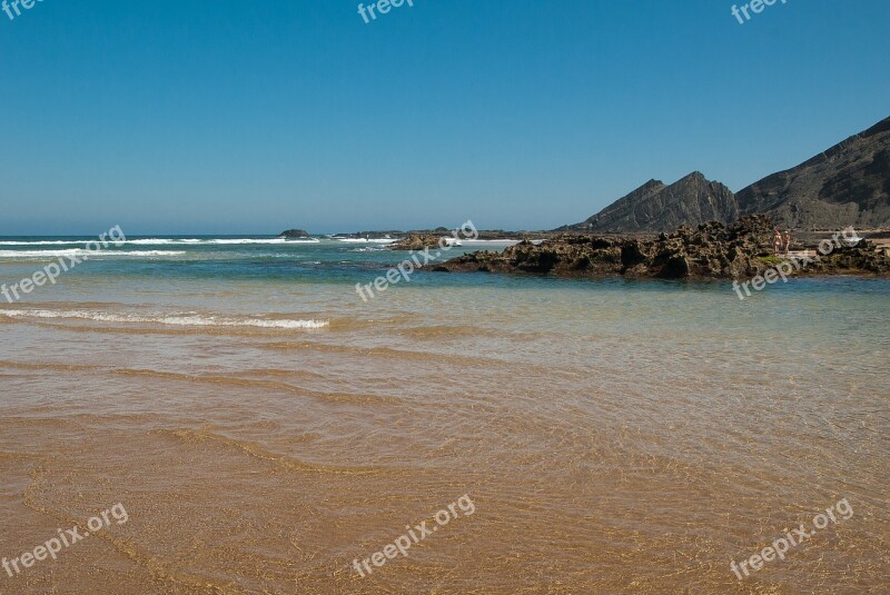 Portugal Ocean Beach Tide Rocks