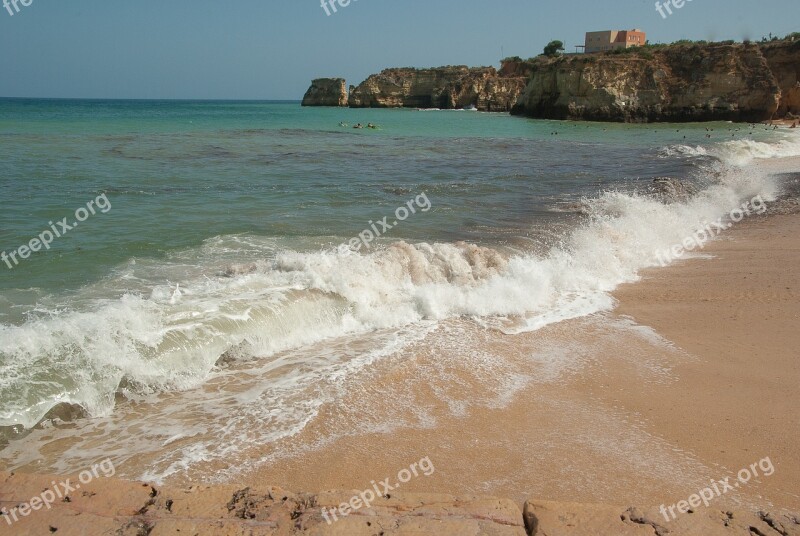 Portugal Beach Waves Scum Cliffs