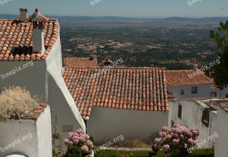 Portugal Marvão Hydrangeas Medieval Village Tiles