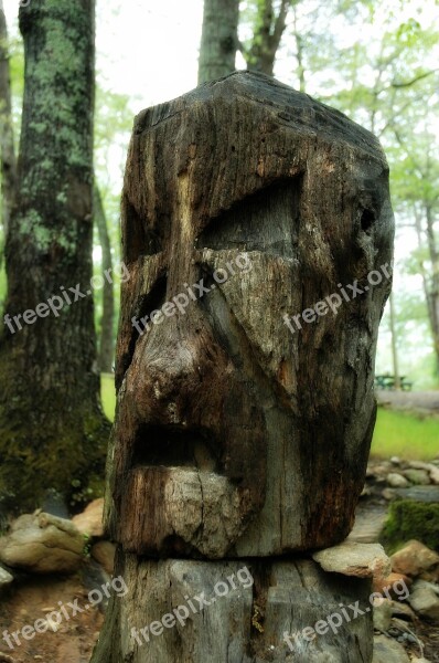 Totem Tree Wooden Face Free Photos