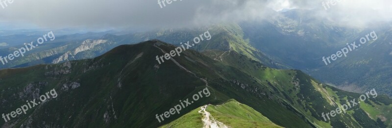 Mountains The Fog Clouds Landscape Tatry