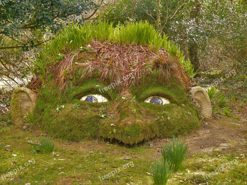 Giant's Head Lost Gardens Of Heligan Cornwall Uk Statue