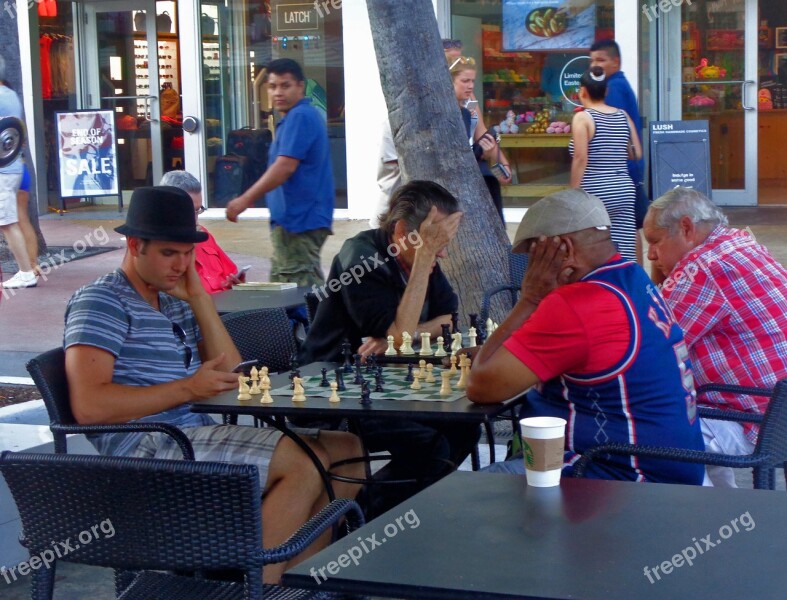 Chess Playing People Thinking Bored