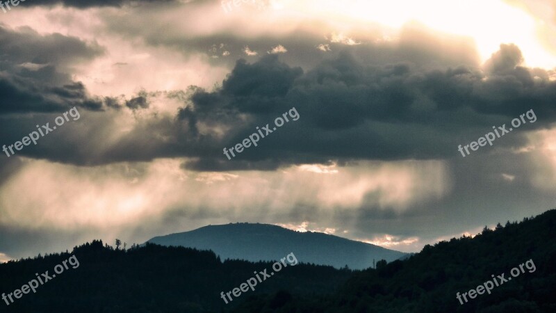 Clouds Storm Mountains Cloudburst Dark