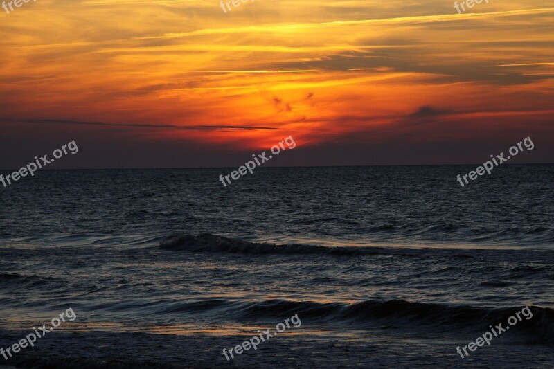 Sea West Sunset Beach The Baltic Sea