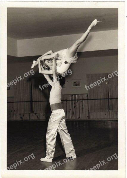 Vintage Retro Dancers Acrobatic Adagio