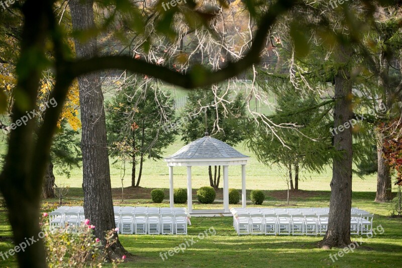 Fall Wedding Ceremony Landscape Chairs