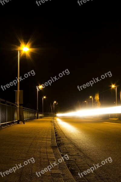 Street At Night Road Light In The Night Ray Of Light Night