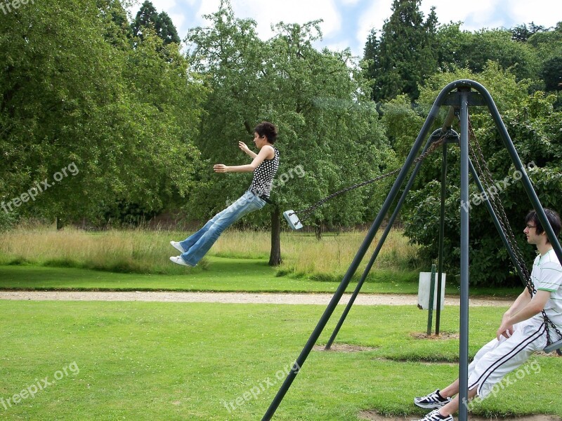 Swing Swinging Girl Jumping Teenager