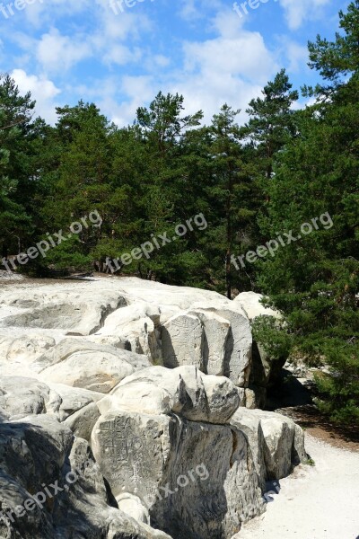 Landscape Sand Stone Feuerland Trees Sky