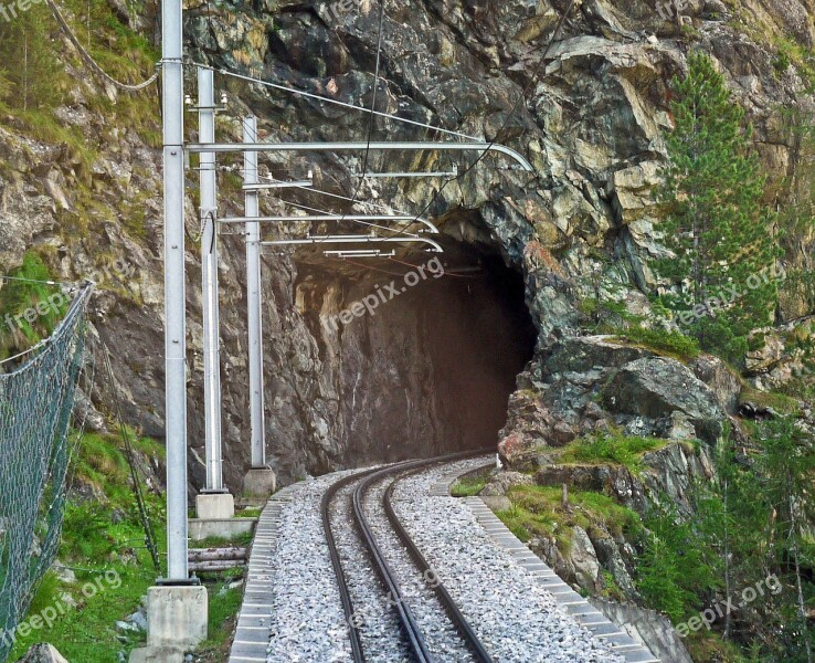 Tunnel Entrance Gornergratbahn Rack Railway Rock Short Tunnel