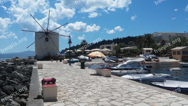 Greek Mill Corfu At The Seaside Free Photos