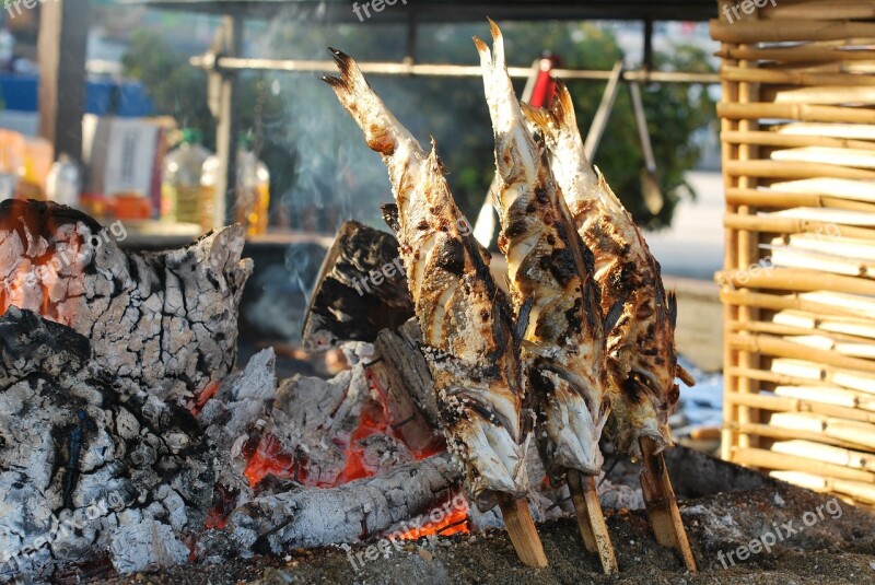 Fish Barbecue Fire Grilled Food