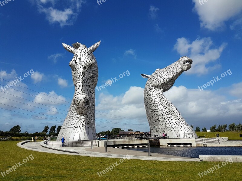 Kelpies Scotland Statues Horses Free Photos