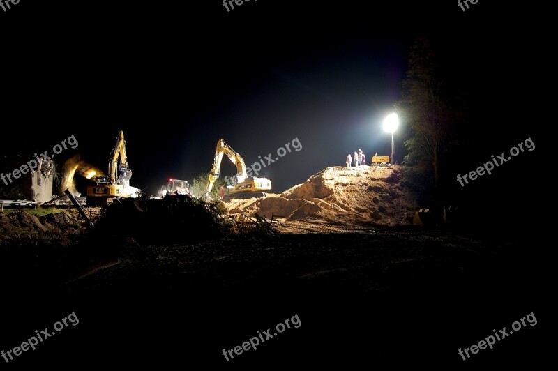 Night Construction Site Site Construction Work Night Work Illuminated