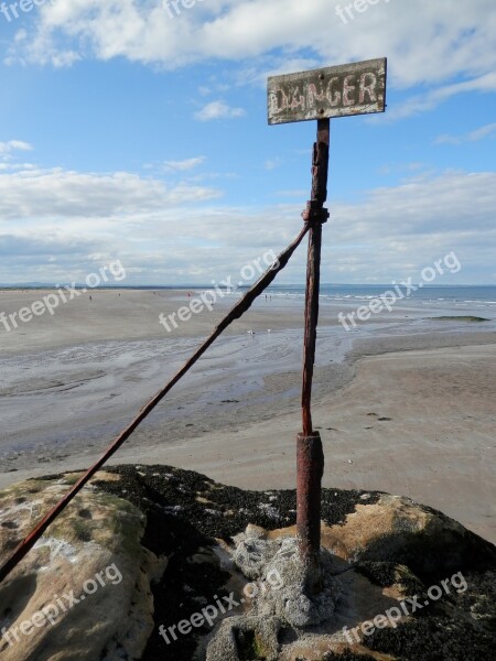 Beach Danger Sign Sand Free Photos